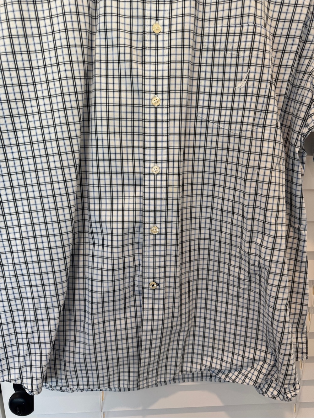 Nautica Men’s XXL Button Down Blue Plaid 100% Cotton Short Sleeve Dress Shirt - Picture 5 of 14